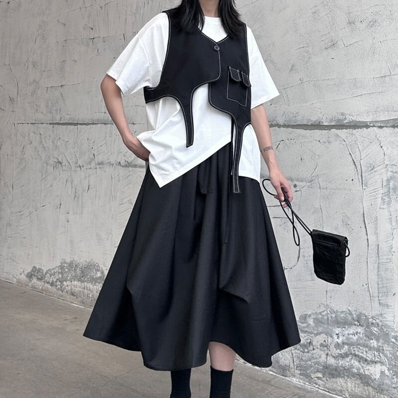 Asymmetry Stitch Vest【TR3236】