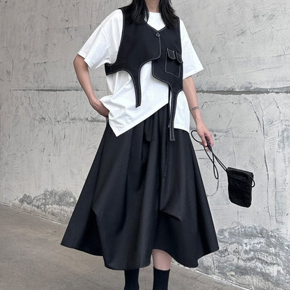 Asymmetry Stitch Vest【TR3236】