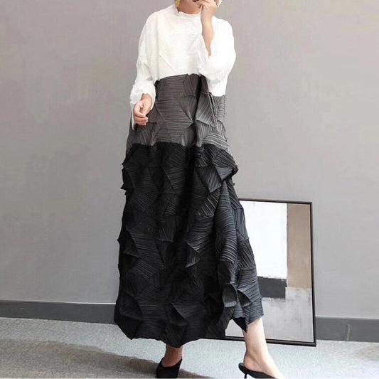 Tricolor Wrinkled All-in-one Dress【TR1454】