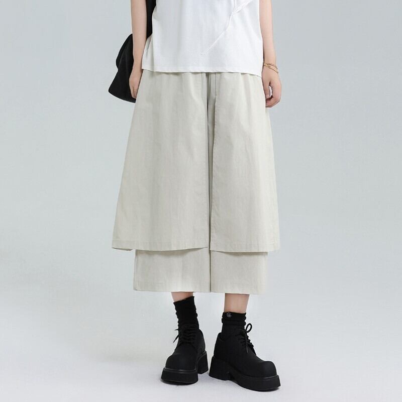 Wide Cropped Layered Pants【TR3221】