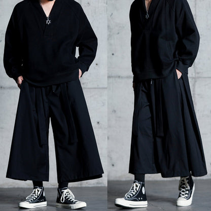 Waist Ribbon Ankle Length Wide Pants【TR3294】