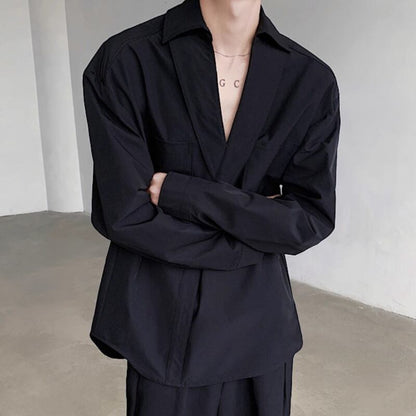 Deep V Pocket Collared Shirt【TR3359】