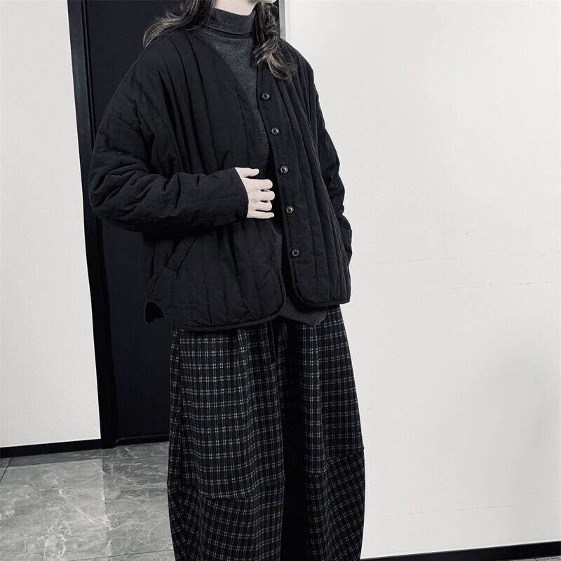 No-Collar V-Neck Jacket【TR3256】