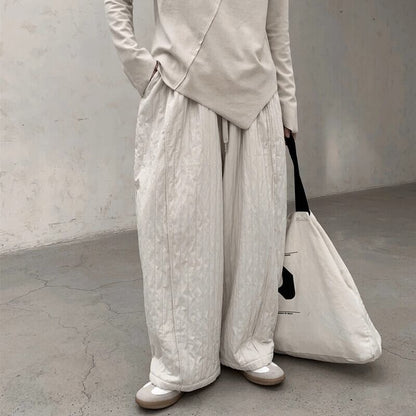 Embossed Pleats Loose Pants【TR3192】