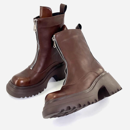 Front Zip Short Boots 【TR3378】