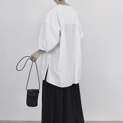 V-Neck Oversize Collared Shirt【TR3110】