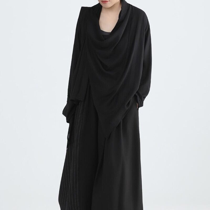 Asymmetry Drape Collared Shirt【TR3132】