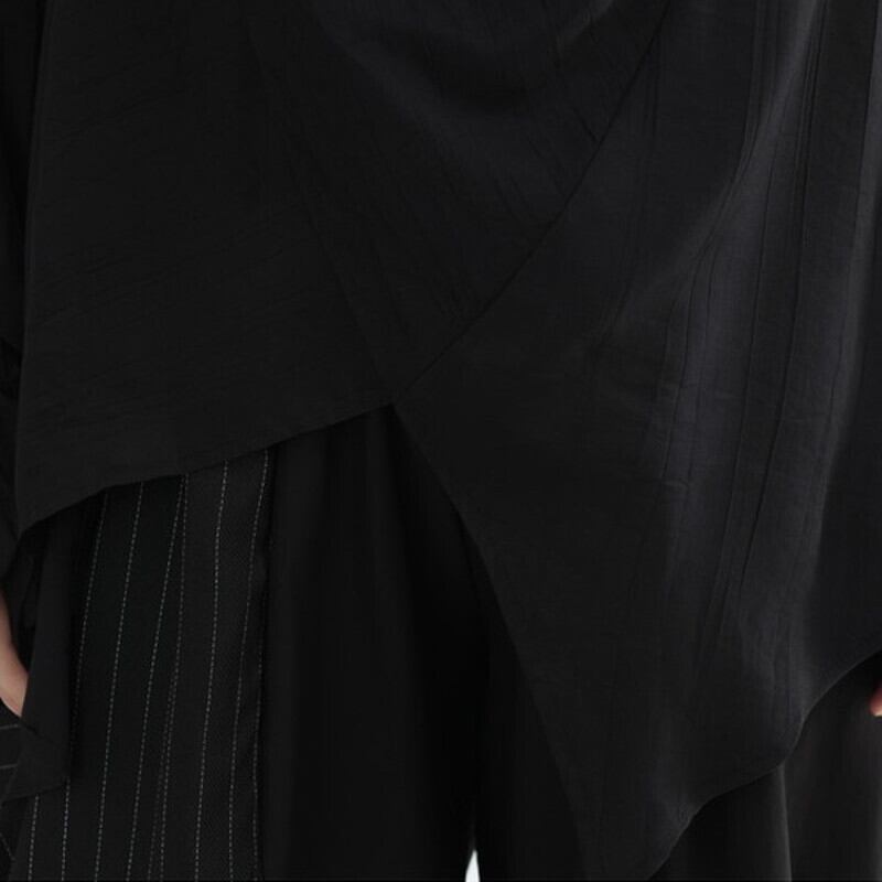 Asymmetry Drape Collared Shirt【TR3132】