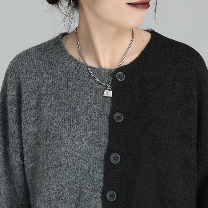 Bi-Color Unique Knit Jacket【TR3265】