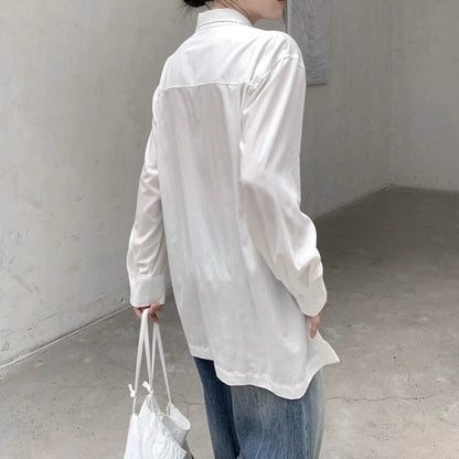 Side-Button Drape Collared Shirt【TR3124】